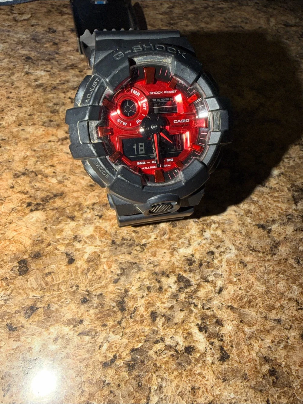 Casio G-Shock 700AR-1A Black/Adrenaline Red Mens Resin Watch!!